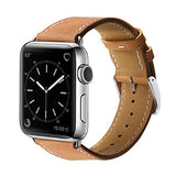 Marge Plus Genuine Leather Apple Watch Replacement Band with Stainless Metal Clasp