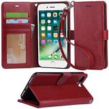 Arae iPhone 7 Plus Premium Leather Wallet Case with Kickstand